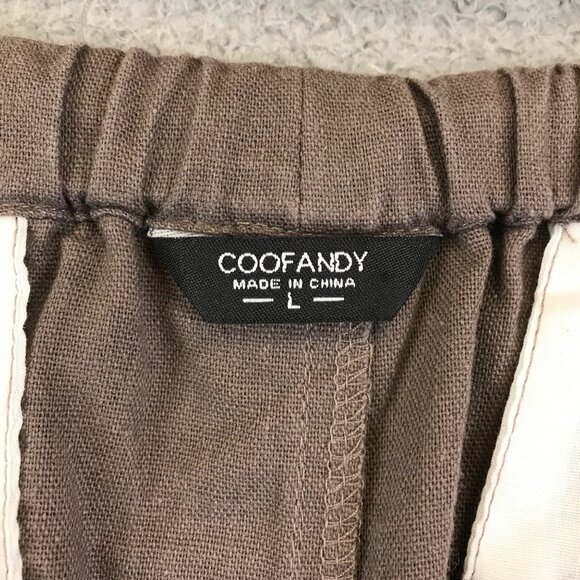 Coofandy Pants Womens Large Brown Cotton Elastic Waist Drawstring Straight Leg - Picture 3 of 9